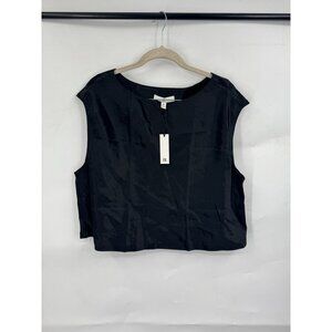 Banana Republic Satin Sleeveless Top Women XL Black NEW Whimsigoth Preppy Dark